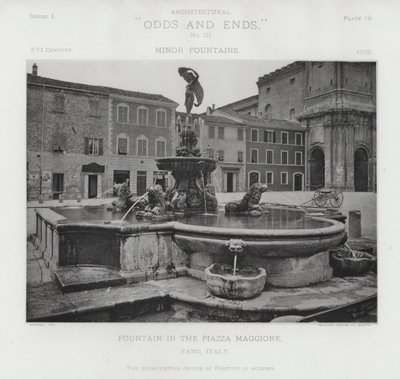 Fontána na náměstí Piazza Maggiore, Fano, Itálie (černobílá fotografie) od American Photographer (after)