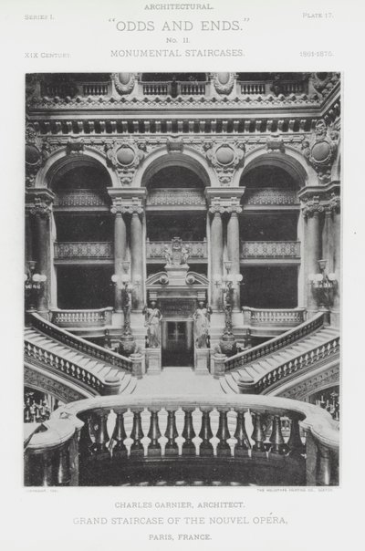Velké schodiště Nouvel Opera, Paříž, Francie (černobílá fotografie) od American Photographer (after)