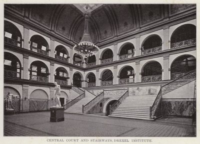 Philadelphia: Central Court and Stairways, Drexel Institute (černobílá fotografie) od American Photographer (after)