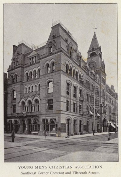 Philadelphia: Křesťanské sdružení mladých mužů, Southeast Corner Chestnut a Fifteenth Streets (č/b foto) od American Photographer (after)