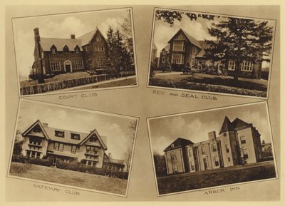 Princetonská univerzita: Dvorní klub; Klub klíčů a pečetí; Gateway Club; Arbor Inn (černobílá fotografie) od American Photographer (after)