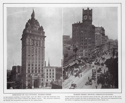 San Francisco: Spreckles or Call Building, Market Street; Market Street, zobrazující budovu Chronicle Building (černobílá fotografie) od American Photographer (after)