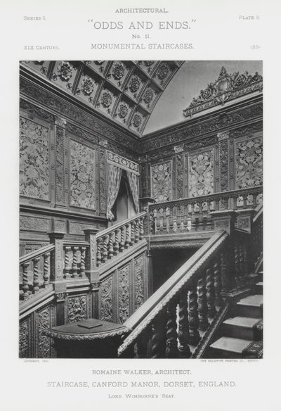 Schodiště, Canford Manor, Dorset, Anglie (černobílá fotografie) od American Photographer (after)