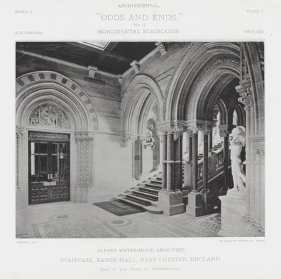 Schodiště, Eaton Hall, poblíž Chester, Anglie (černobílá fotografie) od American Photographer (after)