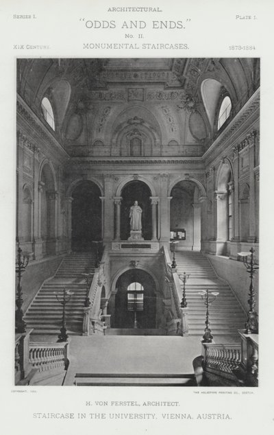 Schodiště na univerzitě, Vídeň, Rakousko (černobílá fotografie) od American Photographer (after)