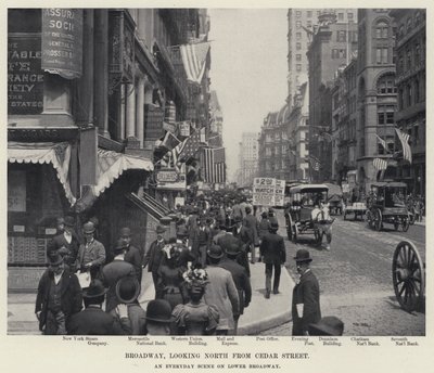 Broadway, při pohledu na sever od Cedar Street (černobílá fotografie) od American Photographer