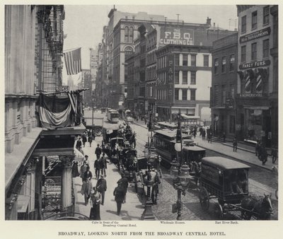 Broadway, při pohledu na sever od hotelu Broadway Central (černobílá fotografie) od American Photographer