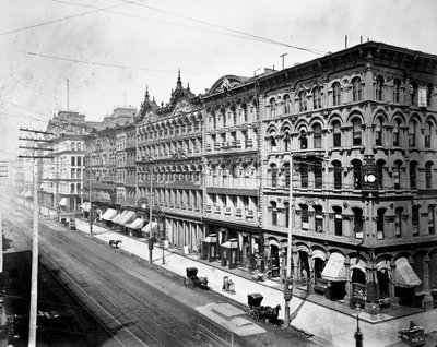Východní strana State Street při pohledu na sever od Madison Street, Chicago, c.1878 od American Photographer
