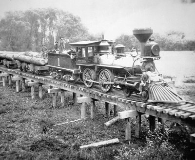 Nákladní vlak, Coss County, Oregon, asi 1880 (čb fotografie) od American Photographer