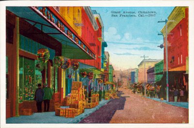 Grant Avenue, Čínská čtvrť, San Francisco, Kalifornie (kolorovaná fotografie) od American Photographer