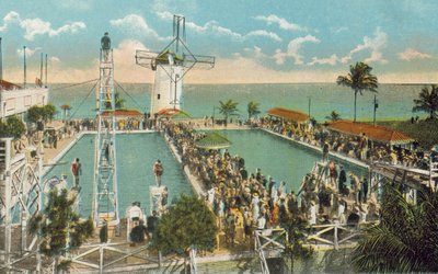 Miami, Florida, asi 1925: Bazén kasina na Miami Beach (barevné foto) od American Photographer