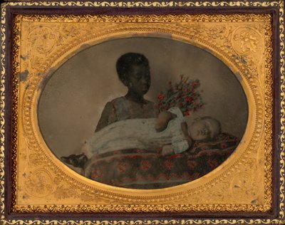 Portrét dívky a posmrtného dítěte, cca. 1860 (foto) od American Photographer
