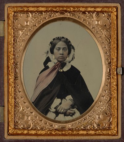 Portrét ženy, pravděpodobně Josephine Folks,c. 1860 (foto) od American Photographer