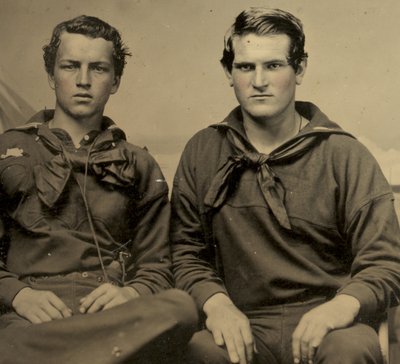 Portrét dvou námořníků v unijní uniformě, kolem roku 1861 (foto typu béžová) od American Photographer