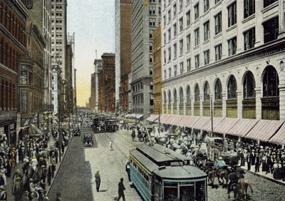 State Street, při pohledu na sever od Van Buren Street (barevná fotografie) od American Photographer