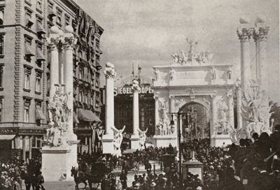 Dewey Arch před hotelem Fifth Avenue na 23rd St., New York City, oslavující vítězství nad Španělskem, 1899 od American Photographer