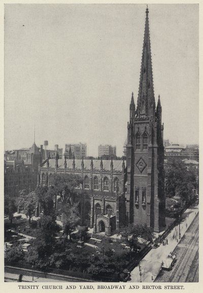 Trinity Church and Yard, Broadway a Rector Street (černobílá fotografie) od American Photographer