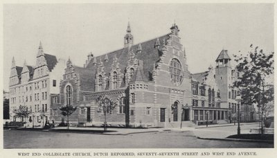 West End Collegiate Church, Dutch Reformed, Seventy-Seventh Street a West End Avenue (černobílá fotografie) od American Photographer
