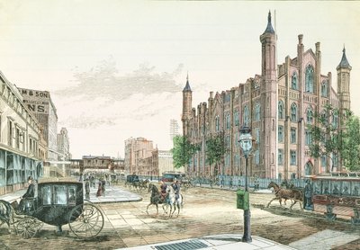 3rd Avenue a 23rd Street, Elevated Rail Road Station a College of the City of New York, od 36 Views of New York and Environs, publikoval Charles Magnus od American School