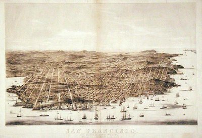 Pohled na San Francisco z ptačí perspektivy od American School