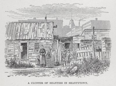 Cluster of Shanties v Shantytown (litho) od American School