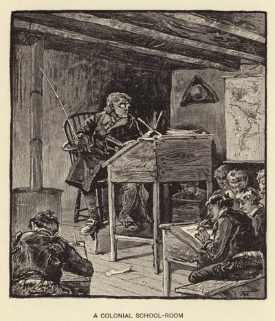 Koloniální školní třída (litografie) od American School
