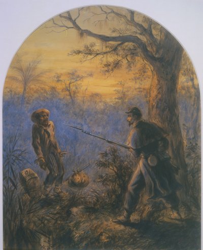 Prchající otrok (akvarel na papíře) od American School