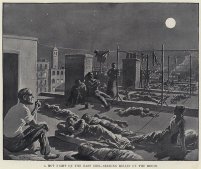 Horká noc na East Side, hledající úlevu na střechách (litho) od American School