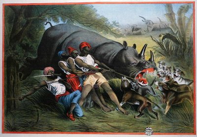 Lov na nosorožce (chromolitho) od American School