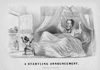 Překvapivé oznámení, publikované Currier & Ives, kolem roku 1862 od American School