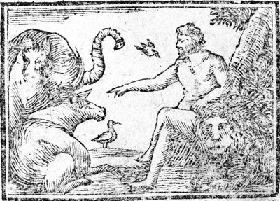 Adam pojmenovává zvířata, ilustrace z knihy An Abridgement of the History of the Holy Bible, vydané v roce 1794. od American School