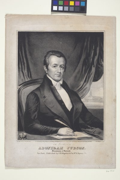 Adoniram Judson, misionář do Barmy (litografie) od American School