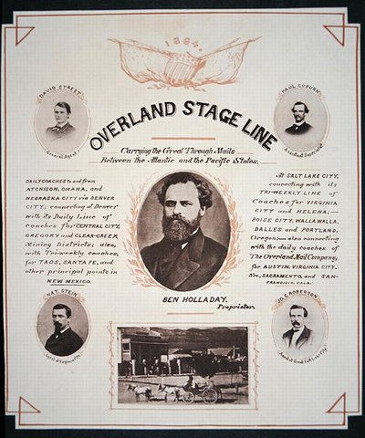 Reklama na Overland Stage Line od American School