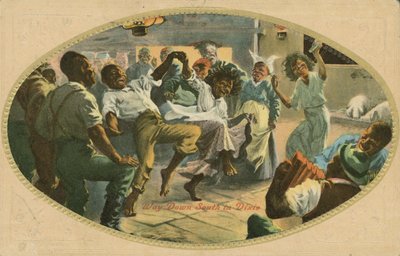 Afroamerický tanec v Dixie (barevné litho) od American School