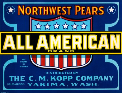 All American Brand Fruit Crate Label, cca 1920 (litografie) od American School