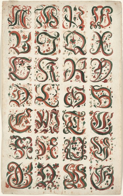 Abeceda, Fraktur Painting, c.1825-50 od American School