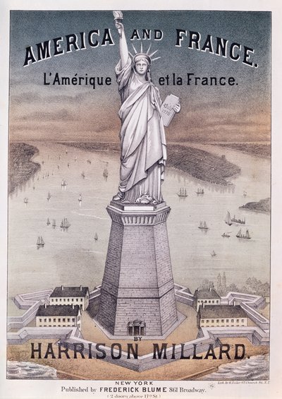 Amerika a Francie, hudba k písni o Soše svobody od Harrisona Millarda (1830-95) od American School