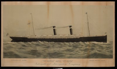 American Line St Louis and St Paul Red Star Line International Navigation Company (chromolitografie) od American School