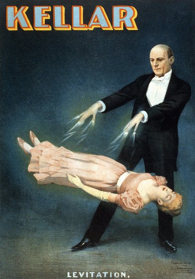 Americký plakát k představení kouzelníka Harryho Kellara (1849 - 1922): „“Levitace““ od American School