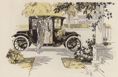 Liniové ilustrace automobilů, před 1. světovou válkou (litografie) od American School