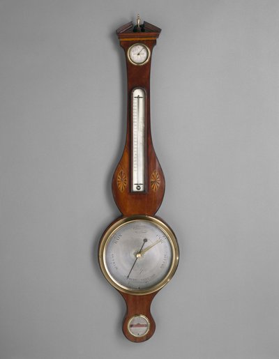 barometr, c. 1801-1804 (mahagonová dýha a neidentifikovaná intarzie; smrk a dřín) od American School