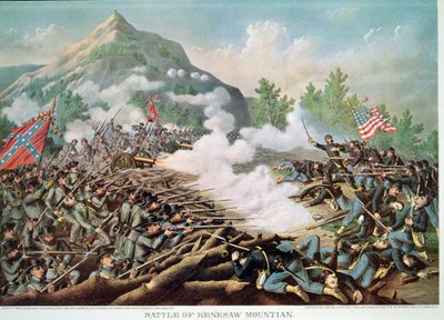 Bitva u Kenesaw Mountain, Georgia, 27. června 1864, vyryto Kurzem & Allisonem od American School