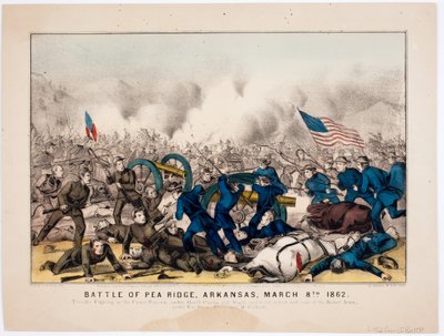 Battle of Pea Ridge, Arkansas, 8. března 1862, pub. od Currier & Ives, 1862 od American School