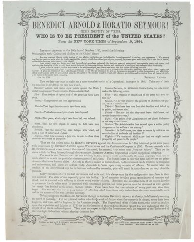 Benedict Arnold a Horatio Seymour! Kdo má být prezidentem?, kolem 19. září 1864 od American School