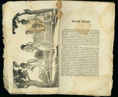 Black Hawk, z Vyprávění o zajetí a prozřetelnostním útěku paní Jane Lewisové, 1834 od American School