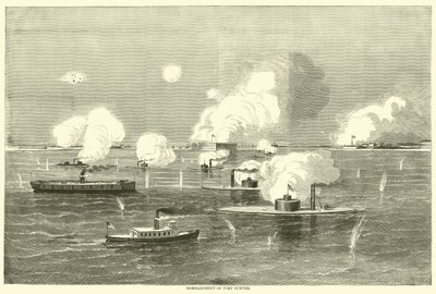Bombardování Fort Sumter, duben 1863 od American School