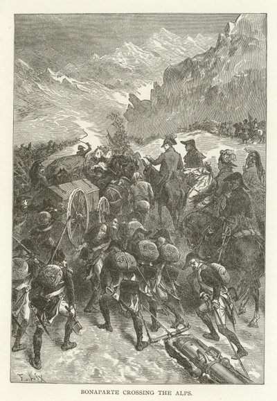 Bonaparte překračující Alpy od American School