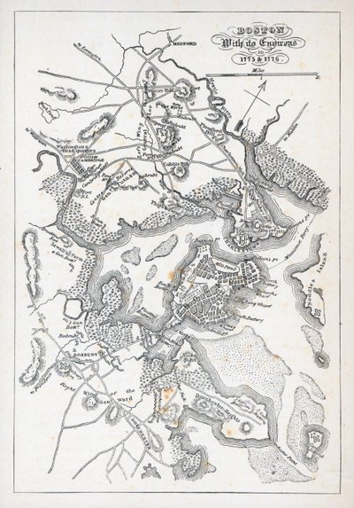 Boston a jeho okolí v letech 1775 a 1776 (litografie) od American School