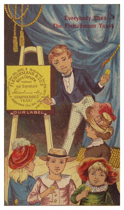Chlapec inzerující kvasnice Fleischmann od American School