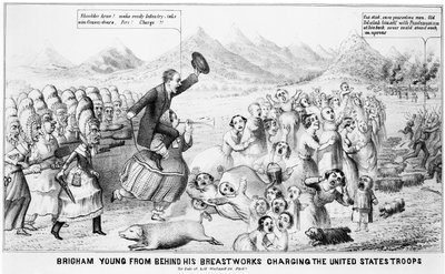 Brigham Young zpoza jeho Breastworks nabíjející jednotky Spojených států od American School